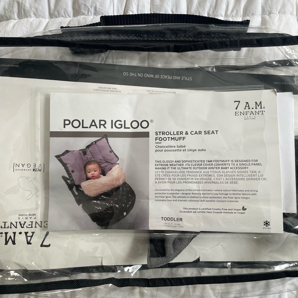 7 A.M. Enfant Polar Igloo Stroller & Car Seat Footmuff - Dk Grey - 12m - 2T